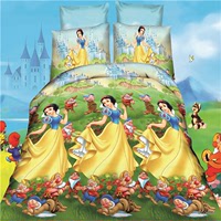 卡通儿童四件套3D仿油画白雪公主和小矮人床单4件套被套 童话故事