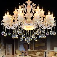 锌合金客厅吊灯欧式奢华LED水晶吊灯玉石客厅蜡烛卧室灯餐厅灯饰