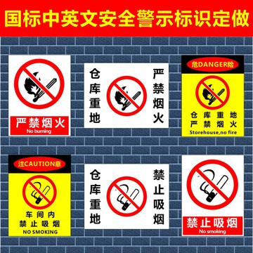 仓库重地严禁烟火禁止吸烟生产车间安全标识牌消防警告警示标志