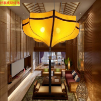 现代中式布艺伞形灯酒店餐厅火锅城卧室客厅阳台楼梯过道吊灯灯具