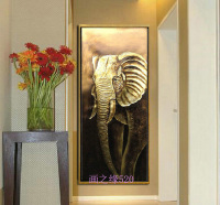 纯手绘油画东南亚风格金银箔美画正品居家装饰客厅玄关卧室挂大象