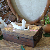 泰国进口手工雕刻 木质缕空纸巾盒 餐桌抽纸盒收纳盒 实木纸巾盒
