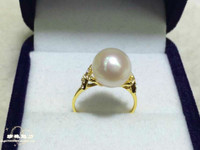 [珍珠魅力] 蝴蝶款9-10MM日本海水珍珠18K金戒指