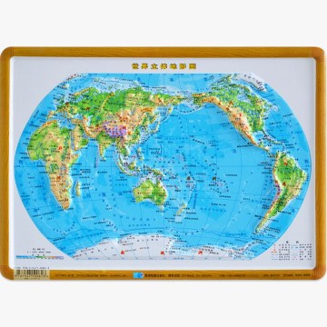 2017新版世界地形图 3D凹凸立体地图挂图 29x21cm 星球地图出版社 16开 优质办公装饰学生学习 直观展示世界地理星球世界地形图