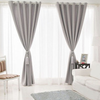 卧室窗帘简约现代加厚窗帘遮光高档大气避光挡光窗帘客厅灰色纯色