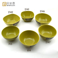 中式批发美耐皿仿瓷餐具如意绿色密胺碗仿瓷碗饭碗汤碗小碗糖水碗