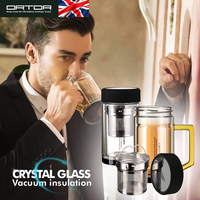 ORTOR水晶玻璃杯商务办公杯双层直身茶杯高档时尚水杯子老板杯