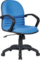 蓝色麻布职员椅员工办公椅升降转脚椅电脑写字椅洽谈会议接待椅