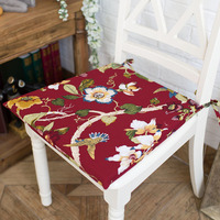 鸟语花香枣红色全棉布艺餐椅垫/坐垫/海绵垫/椅子垫 可订制尺寸
