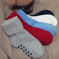 宝宝袜2015秋季新款松口儿童袜子纯色胶粒韩国宝宝袜子精梳棉袜