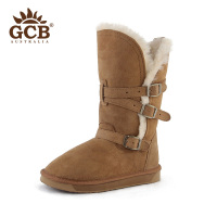 GCB乔安秋冬高筒女靴羊皮毛一体绑带皮带扣高筒雪地靴冬靴GC9119