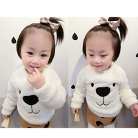 冬新款韩版男女宝宝可爱毛绒绒熊熊打底衫长袖套头保暖打底衫童装