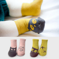 【小猫小鱼】进口纯棉卡通不对称婴幼儿童袜子全棉宝宝防滑地板袜
