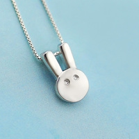 s925银小动物兔子项链女款吊坠短款锁骨链甜美可爱日韩国生日礼物