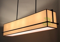 简约长方形餐厅吊灯现代中式布艺铁艺灯书房吧台工程灯饰灯具H818
