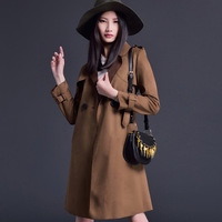 【秋装上新】秋装新款韩国定制气质麂皮绒女式风衣外套中长款韩版
