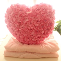 创意爱心玫瑰花两用抱枕被 汽车靠垫空调被子 心形婚庆礼品