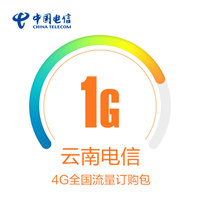 云南电信全国流量充值 1GB流量 2G 3G 4G手机流量加油包订购包
