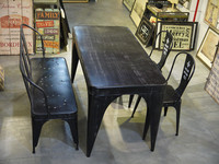 loft美式乡村沙发椅长椅铁艺餐桌餐椅办公桌做旧铁皮长方形咖啡桌