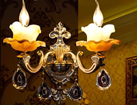 壁灯锌合金玉石欧式蜡烛水晶吊灯客厅灯餐厅灯房间 包邮