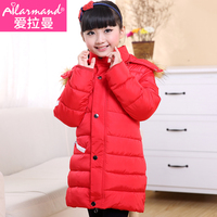 童装女童2015冬季新款儿童棉服外套中长款5-7-14大童加厚保暖棉衣