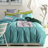 全棉北欧简约纯色贴布刺绣四件套1.8m床上用品纯棉床单被套1.5米