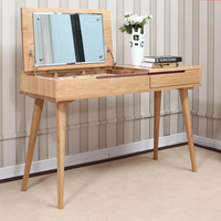 维莎日式纯全实木梳妆台现代简约环保化妆桌橡木卧室家具特价翻盖