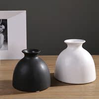 美式客厅桌面工艺品釉陶瓷花瓶 素烧工艺品批发 黑白色小花瓶