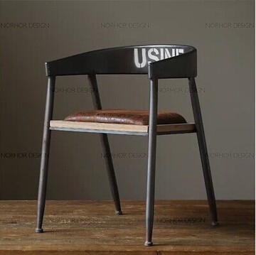 批量美式乡村做旧复古餐桌椅白色铁艺沙发椅子時尚休闲咖啡椅