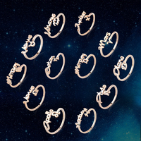戴拉 韩版装饰戒指女时尚十二星座玫瑰金色指环开口可调节饰品037