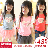 女童圆领韩版童装2015秋季新品儿童卡通长袖T恤棉质打底衫上衣