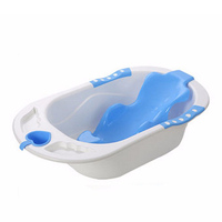 贝特倍护 婴儿儿童爱心浴盆蓝色 防滑纹可拆卸浴架防滑便携排水