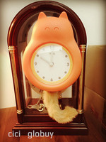 【现货】日本直邮 小猫咪儿童房摇摆时钟/挂钟/时钟 创意礼品