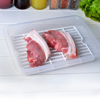 日本原装进口沥水收纳盒 厨房置物收纳架 冰箱冷藏盒 鱼肉解冻盘
