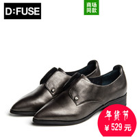 D:FUSE/迪芙斯2015秋新牛皮铆钉水钻尖头中跟单鞋女鞋DF53114028