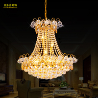 会所客厅餐厅水晶吊灯LED欧式现代简约时尚豪华金色黄色水晶吊灯