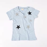 童装女童2016夏季最火爆珍珠星星纯棉短袖T恤 儿童套头吸汗衫