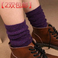 秋冬羊毛袜女中筒彩点纱堆堆袜 复古保暖短靴时尚袜韩国可爱女袜