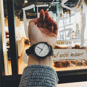 韩版复古带简约百搭男女学生情侣手表一对休闲指针式石英腕表