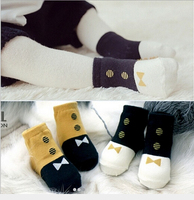 【时尚领结短袜】韩国秋冬季新款全棉男女儿童袜婴儿宝宝防滑袜子