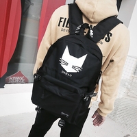 韩版印花双肩包日韩男士背包休闲初高中学生书包潮流帆布旅行背包