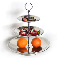 时尚创意不锈钢三层水果盘 多层欧式糖果盘干果托盘 下午茶点心架