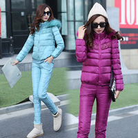 2015冬装新款韩版时尚修身棉衣女加厚棉服马甲羽绒服套装三件套潮