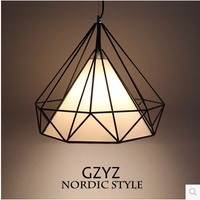 北欧创意loft复古铁艺酒吧台客餐厅灯具简约个性过道钻石工业吊灯