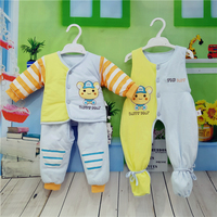 包邮冬装冬款婴儿衣服0-6个月男女宝宝两用棉衣三件套