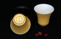 台湾 蔡晓芳 晓芳窑 单色釉 黄釉 茶杯 酒杯