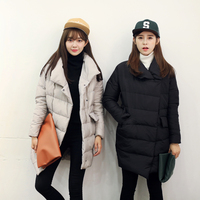 2015新款冬季韩版中长款斗篷型时尚单排扣纯色羽绒棉棉衣外套