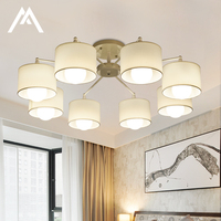 简约新中式大气吸顶灯简欧创意宜家五头布艺LED餐厅卧室客厅灯饰