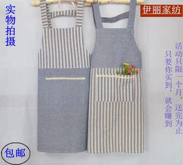 包邮厨房咖啡店日式棉麻围裙韩版时尚无袖防污成人女员工工作服