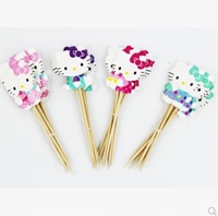 派对装饰甜品台生日Hello Kitty猫 蛋糕装饰 牙签插牌 插签 24枚